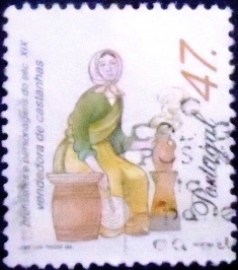 Selo postal de Portugal de 1996 Seller of hot chestnuts