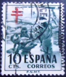 Selo postal da Espanha de 1951 Children Cross of Lorraine
