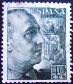 Selo postal da Espanha de 1939 General Franco 40 Cts