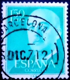 Selo postal da Espanha de 1956 General Franco 1,50