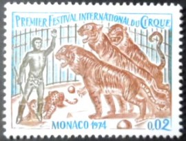 Selo postal de Mônaco de 1974 International Circus Festival