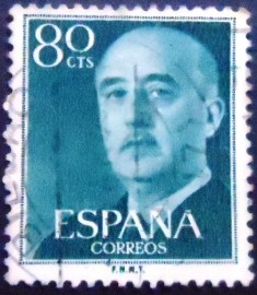 Selo postal da Espanha de 1955 General Franco 80