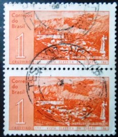 Par de selos postais do Brasil de 1960 Ouro Preto