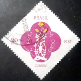 Selo postal do Brasil de 1967 Rosa de Ouro - C 576 U