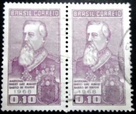 Par de selos postais do Brasil de 1968 Barão de Itapevi