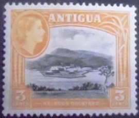 Selo postal de Antigua de 1953 Nelson Dockyard 3