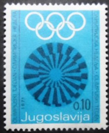 Selo postal da Iugoslávia de 1971 Helix and Olympic Rings