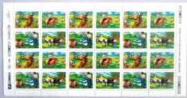Folha completa de selos postais do Brasil de 1992 Costumes Gaúchos