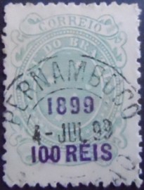 Selo postal do Brasil de 1899 Cruzeiro do Sul 100/50