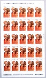 Folha completa de selos postais do Brasil de 1989 Machado de Assis