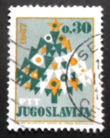 Selo postal da Iugoslávia de 1966 Christmas tree