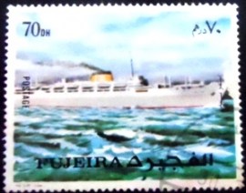 Selo postal de Fujeira de 1973 Passenger Ship