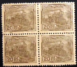 Quadra de selos postais do Brasil de 1923 Viação 20