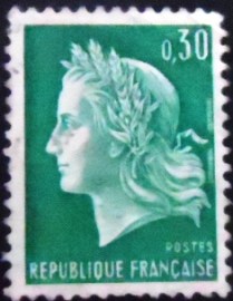 Selo postal da França de 1969 Marianne of Cheffer 30