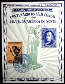 Folhinha Autorizada nº 6 de 1947 Centenário Selo Postal Americano B