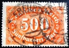 Selos postal da Alemanha Reich de 1922 Mark Numeral 500 U