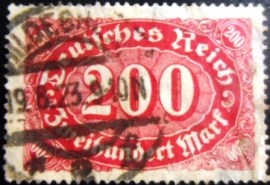 Selos postal da Alemanha Reich de 1923 Mark Numeral 200 U