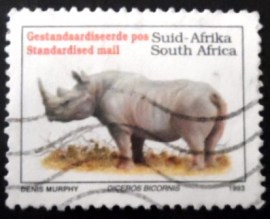 Selo postal da África do Sul de 1993 Black Rhinoceros