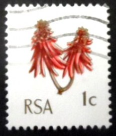 Selo postal da África do Sul de 1969 Kafferboom Flower