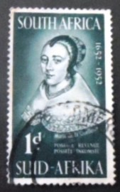 Selo postal da África do Sul de 1952 Maria de la Quellerie