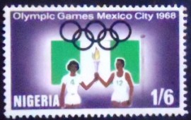 Selo postal da Nigéria de 1968 Olympic rings