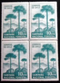 Quadra de selos postais do Chile de 1967 Araucária