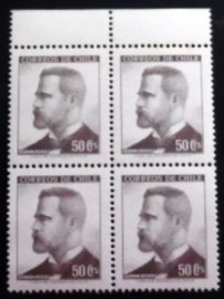 Quadra de selos postais do Chile de 1966 German Riesco