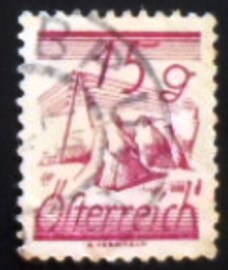 Selo postal da Áustria de 1925 Stooks & telegraph wires