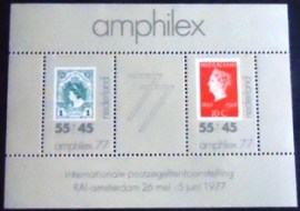 Bloco postal da Holanda de 1977 International Stamp Exhibition Amphilex 77