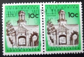 Par de selos postais da África do Sul de 1961 Cape Town Castle