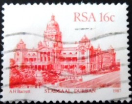 Selo postal da África do Sul de 1987 City Hall Durban