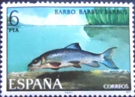 Selo postal da Espanha de 1977 Barbel