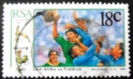 Selo postal da África do Sul de 1989 Match with France