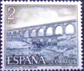 Selo postal da Espanha de 1977  Aqueduct. Almuñecar
