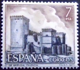 Selo postal da Espanha de 1977 Castle of Ampudia
