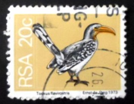 Selo postal da África do Sul de 1974 Southern Yellow-billed Hornbill