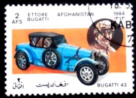 Selo postal do Afeganistão de 1984 Bugatti Type 43