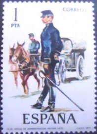 Selo postal da Espanha de 1977 Oficial da administração 1875