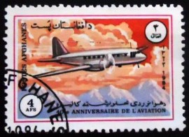 Selo postal do Afeganistão de 1984 Ilyushin Il-12