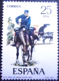 Selo postal da Espanha de 1977 Oficial do Corpo Médico 1895