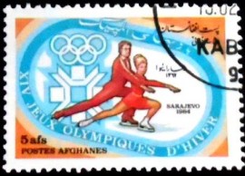 Selo postal do Afeganistão de 1984 Ice Skating