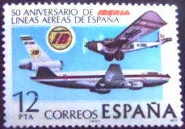 Selo postal da Espanha de 1977 Iberia Airline