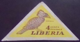 Selo postal da Libéria de 1953 Yellow-casqued Hornbill