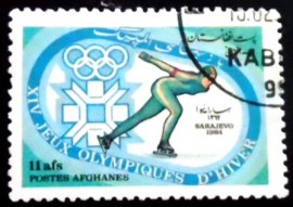 Selo postal do Afeganistão de 1984 Speed Skating