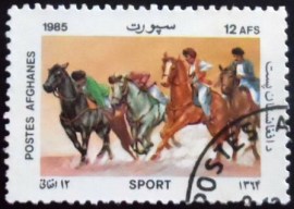 Selo postal do Afeganistão de 1985 Buzkashi Game