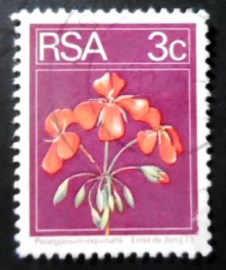 Selo postal da África do Sul de 1974 Geranium