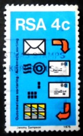 Selo postal da África do Sul de 1975 Automatic mail sorting