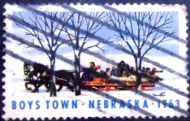 Selo postal cinderela dos Estados Unidos de 1963 Boys Town 1