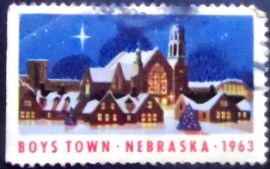 Selo postal cinderela dos Estados Unidos de 1963 Boys Town 2