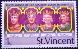Selo postal de São Vicente de 1977 Kings of England 1